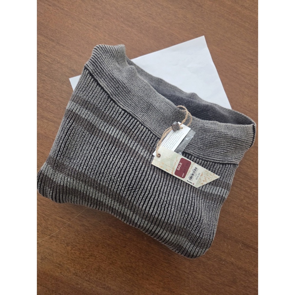 Bke Gimmicks Grommet Sweater Women's Large Ribbed Brown Gray Casual‎ Cozy Nwt